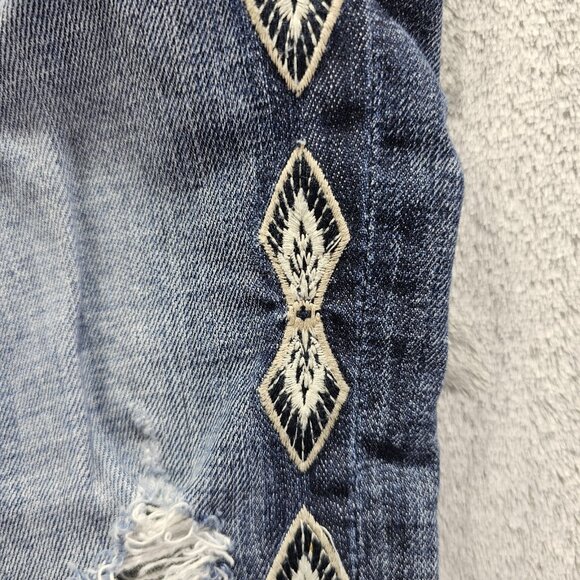 Vigoss Jagger Skinny Jeans Women's Size 26x31 Blue Denim Embroidered Distressed - Picture 6 of 14